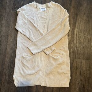 Old Navy Women's Beige Long Sleeve Open-Front Cardigan Sweater Pockets